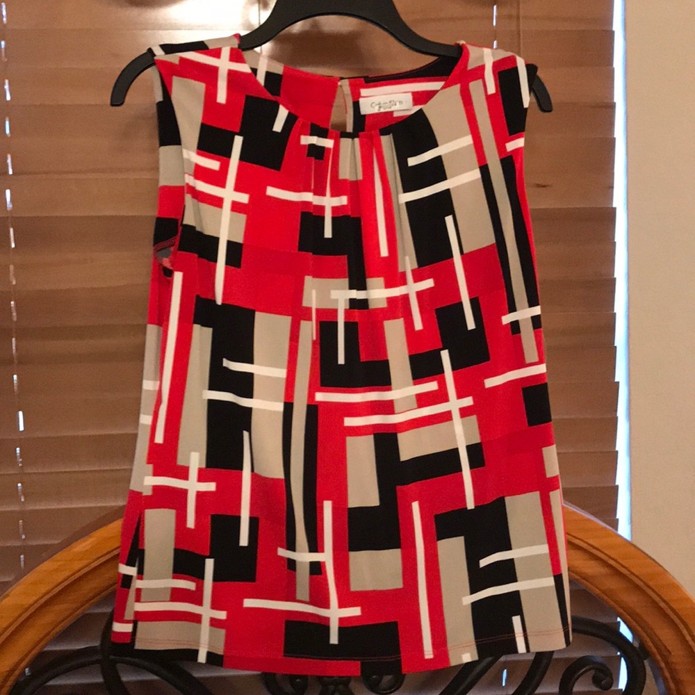 Sleeveless Calvin Klein Color Block blouse